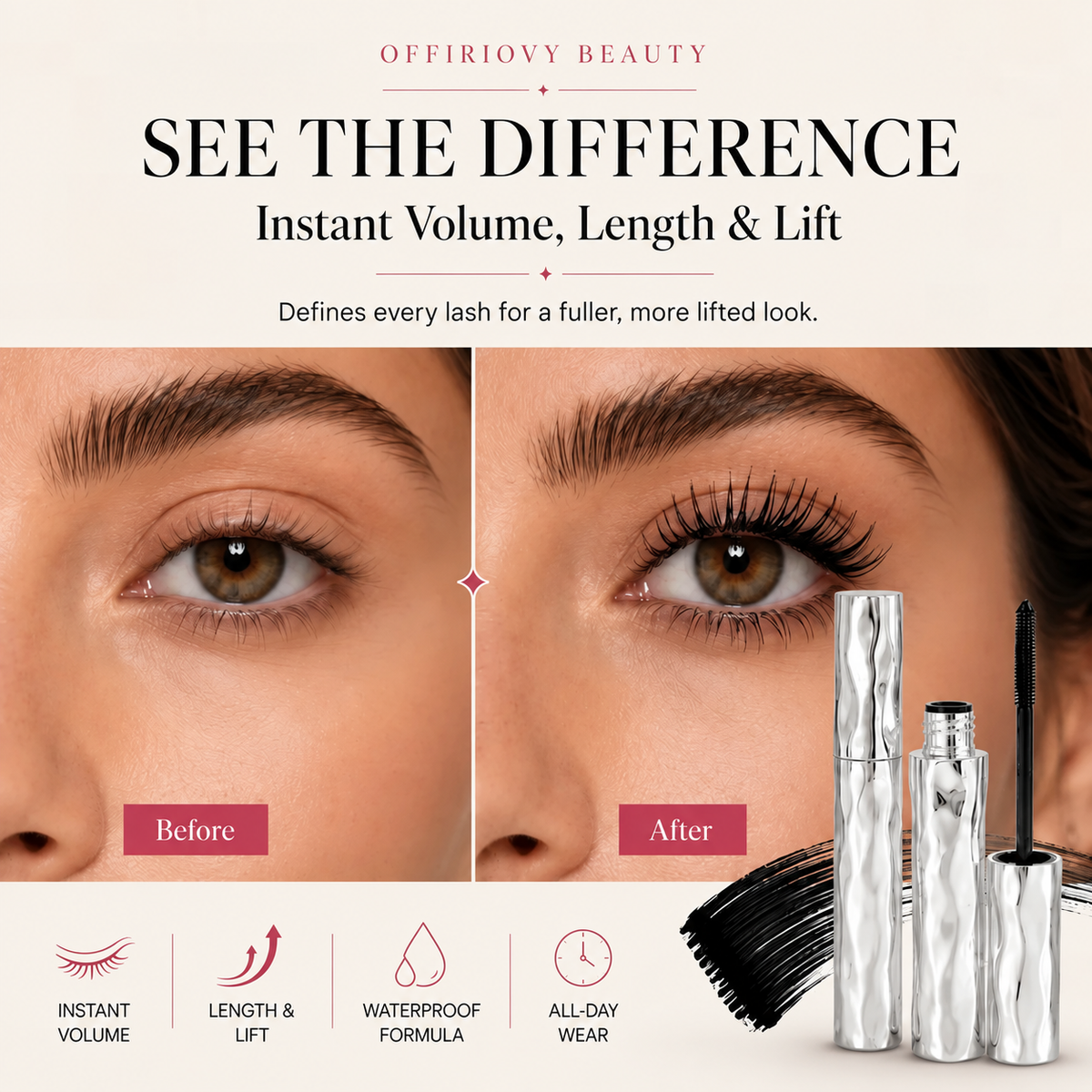 💜Waterproof Curling & Lengthening Mascara