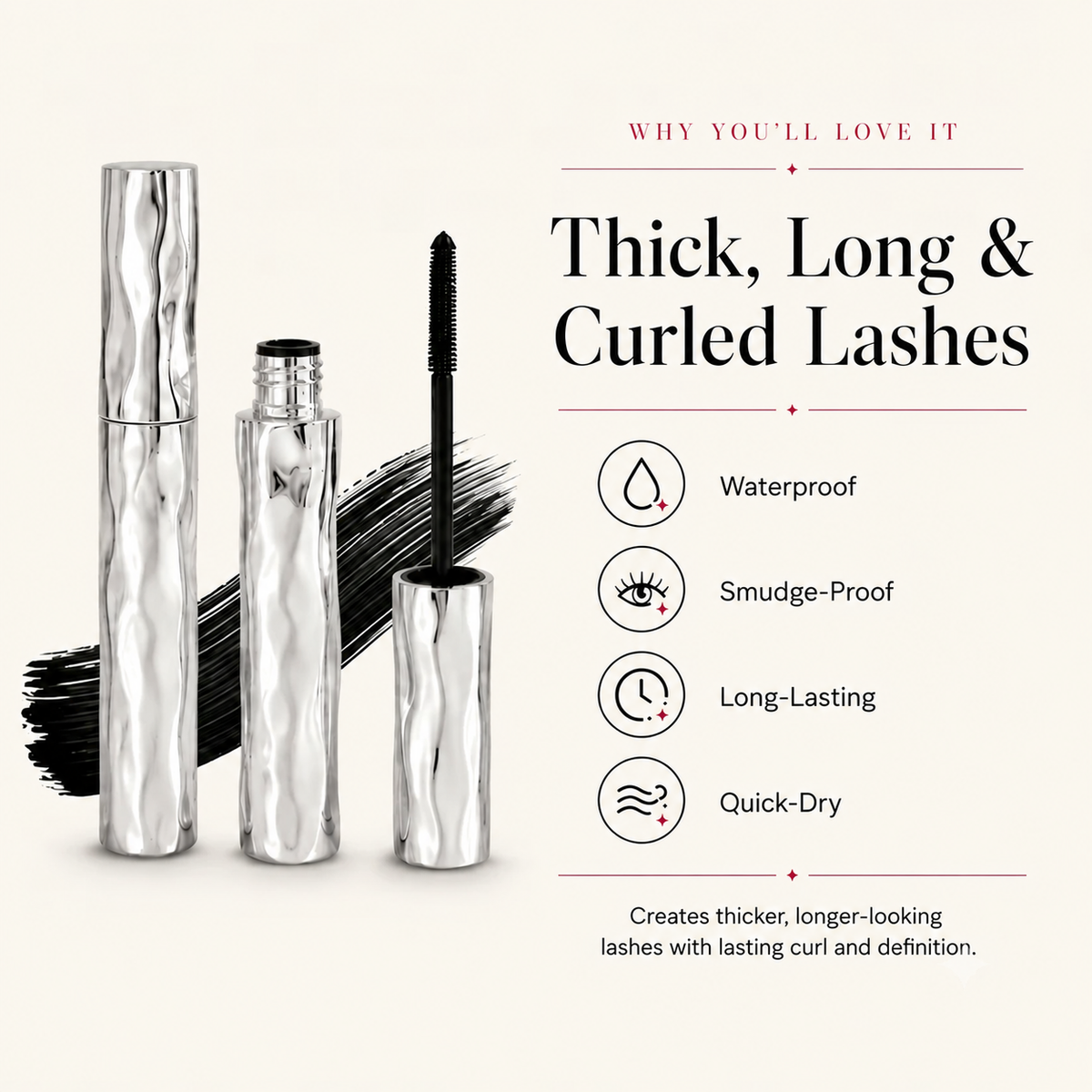 💜Waterproof Curling & Lengthening Mascara