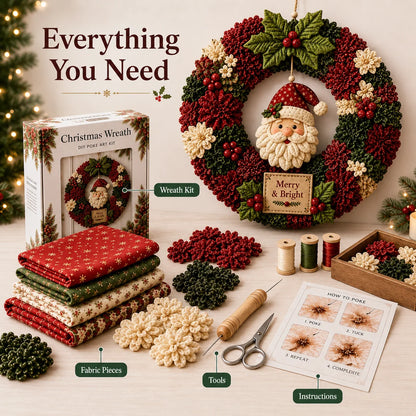 🎄✨ DIY 3D Fabric Poke Christmas Wreath Kit – With Tutorial & Guide Included ❤️❤️