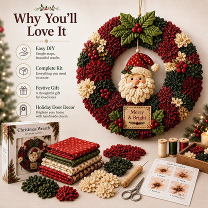 🎄✨ DIY 3D Fabric Poke Christmas Wreath Kit – With Tutorial & Guide Included ❤️❤️