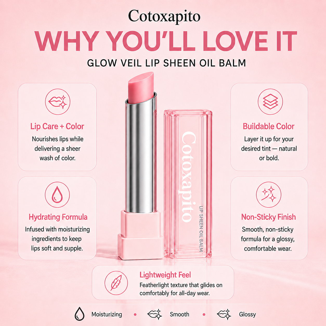 🔥Last Day Buy 1 Get 1 Free|Cotoxapito GLOW VEIL LIP SHEEN OIL BALM