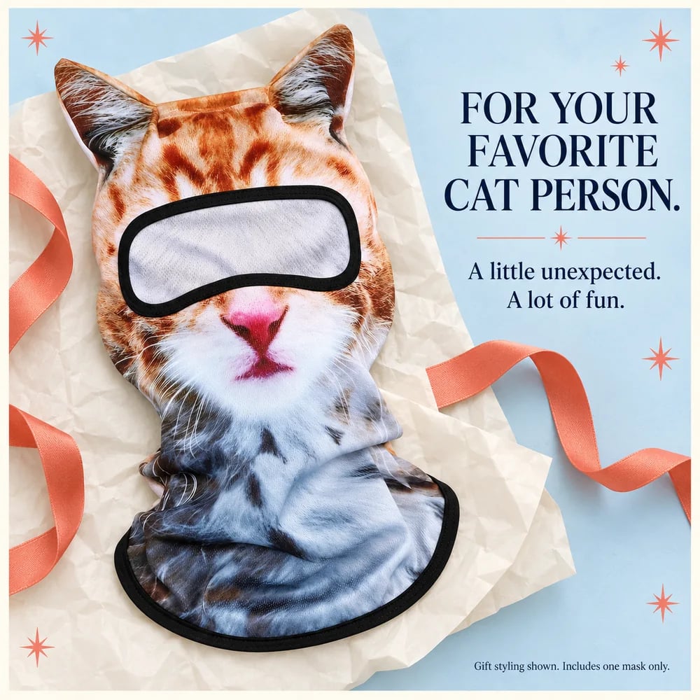 🐆❄️ Snow Leopard 3D Cat Balaclava with Ears – Cozy Full-Face Ski Hood