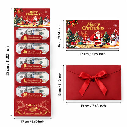 🎄🎅 Christmas Money Gift Envelope with 6 Cash Pockets – Foldable Holiday Cash Holder for Gift Cards, Christmas Money Gift & Surprise Reveal