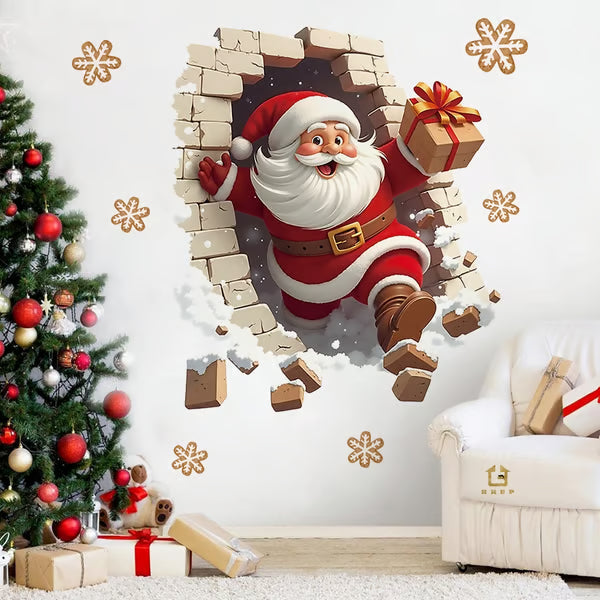 🎄🎅 3D Christmas Wall Stickers – Creative Holiday Home Decor