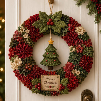 🎄✨ DIY 3D Fabric Poke Christmas Wreath Kit – With Tutorial & Guide Included ❤️❤️